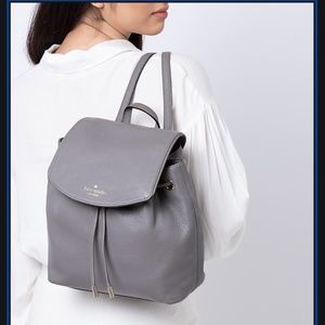 Kate Spade Gray Leather Backpack